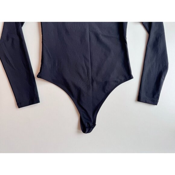 Aritzia BABATON Contour Black Jersey Square Neck Long Sleeve Bodysuit, Size S - Picture 3 of 16